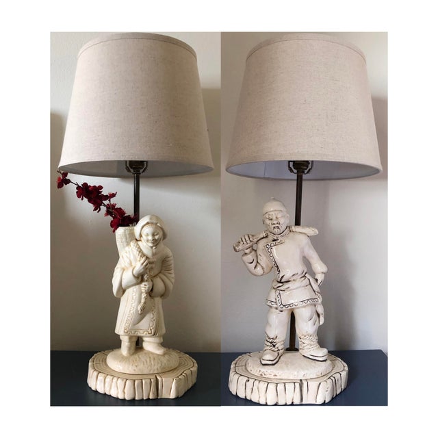 Late 20th Century Matched Asian Figure Lamps - Set of 2 For Sale In New Orleans - Image 6 of 6