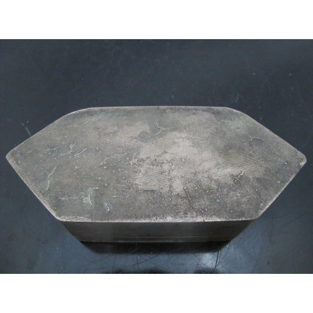 Hexagonal Antique Brass Betel Nut Trinket Hinged Lid Box Casket For Sale - Image 9 of 9