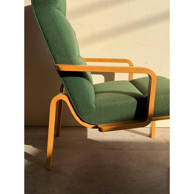 Wood Mid 20th Century Danish Modern Lounge Chair by Magnus Olesen – Bentwood Frame, Green Upholstery, MCM Scandinavian Design For Sale - Image 7 of 9