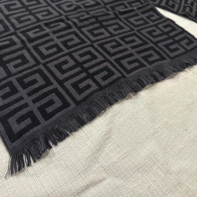 1990s Vintage Grey and Black Wool Continuous Logo Scarf by Givenchy For Sale - Image 10 of 10