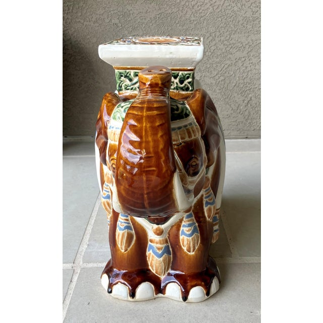 Ceramic Fabulous Late 20th-Century Earthenware Elephant Garden Stool / Plant Stand For Sale - Image 7 of 12