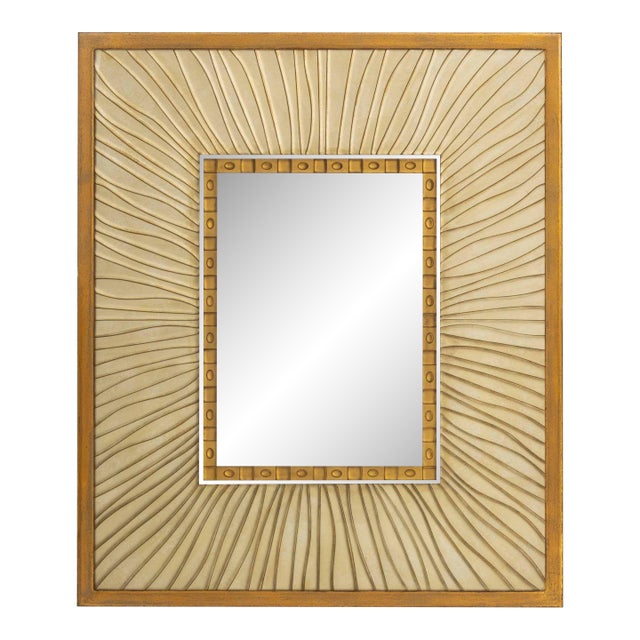 Postmodern Etched and Gilt Sunburst Motif Wall Mirror For Sale