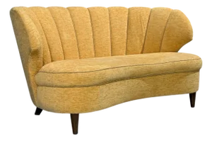 Finnish Modern, Settee or Sofa, Fabric, Wood, Finland, 1940s