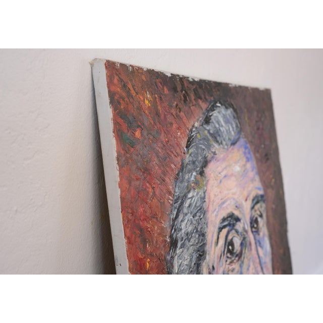 Red Vintage 80s Postmodern Man Portrait Painting For Sale - Image 8 of 9