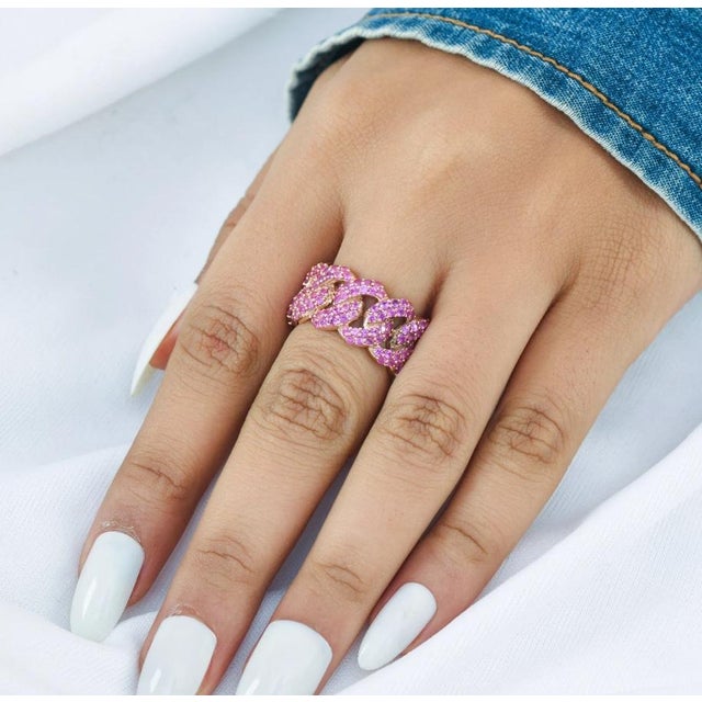 Natural 4.48 cts pink sapphire ring in 18k gold For Sale - Image 12 of 18