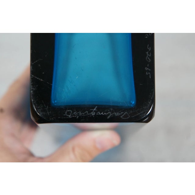 1965 Mid-Century Sven Palmqvist Orrefors Pa Expo Cobalt Blue Flower Vase For Sale - Image 9 of 11