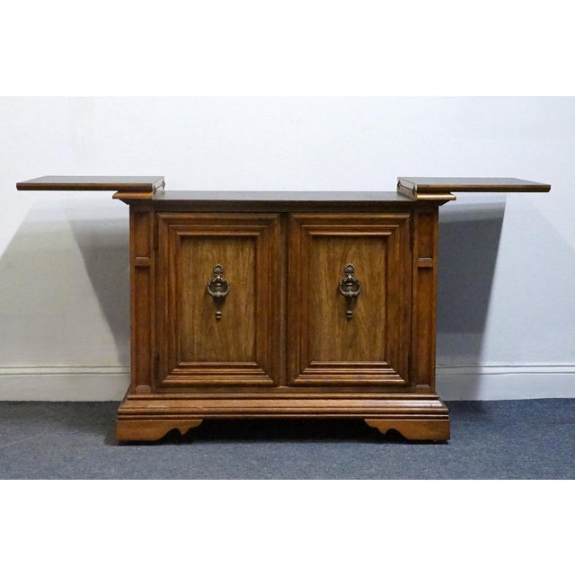 Stanley Furniture Walnut Italian Mediterranean Style 62" Flip Top Server Buffet For Sale In Kansas City - Image 6 of 18