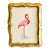 Original Hand-Painted Flamingo Painting Framed in a Vintage Italian Frame For Sale