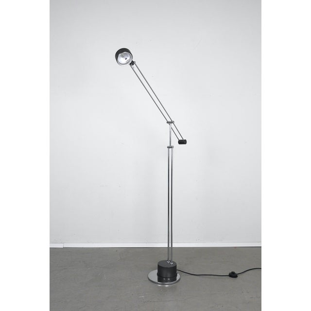 Brown Chrome-Plated Adjustable Articulated Arm Floor Lamp from Sölken Leuchten, Germany, 1970s For Sale - Image 8 of 18
