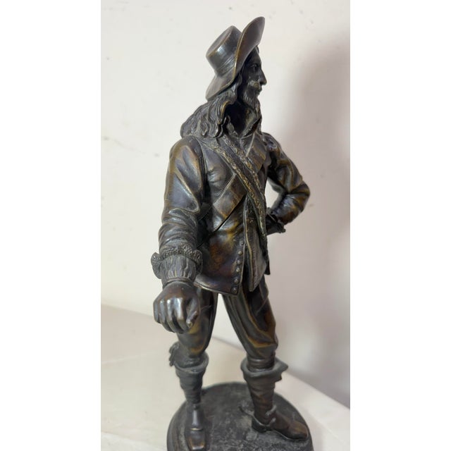 High Quality 19th Century Antique Bronze Musketeer Cavalier Statue Sculpture For Sale - Image 9 of 16