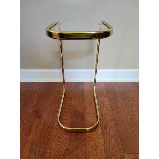 Mid-Century Modern Milo Baughman Style Brass Side Tables - a Pair For Sale - Image 9 of 11