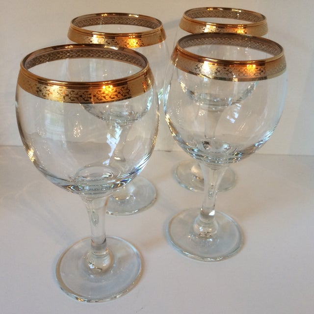 Vintage Crystal Wine Glasses With Gold Band Rim Set of 4 Chairish