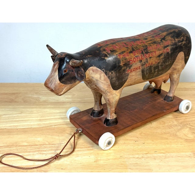 Brown Folk Art Advertising IXL Creamery, 1944, Hand Carved Milk Cow Prize/ Trade Sign For Sale - Image 8 of 12