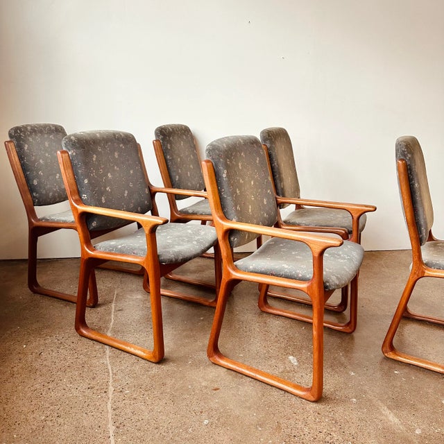 Mid-Century Modern Upholstered Danish Teak Dining Chairs - Set of 6 For Sale - Image 3 of 12