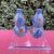 Ceramic Japanese Blue Floral Double Gourd Vase- a Pair For Sale - Image 7 of 8