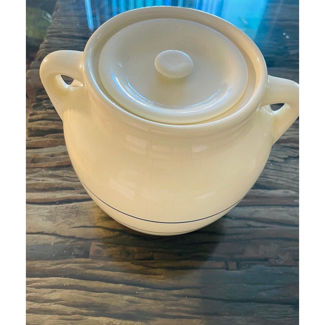 French French Antique Glazed Ceramic Pot With Handles and Cover For Sale - Image 3 of 8