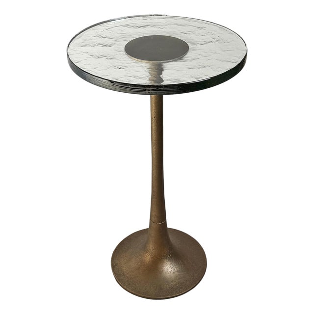 Mid C Bronze Thick Glass Side Table For Sale