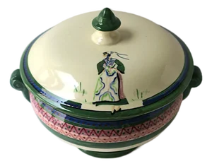 French Tureen With Woman in Dress, Circa Early to Mid-20th