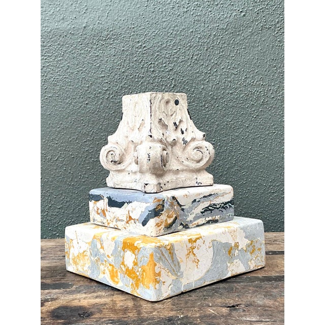 Vintage Scagliola Artisan Plaster Totem For Sale In West Palm - Image 6 of 12