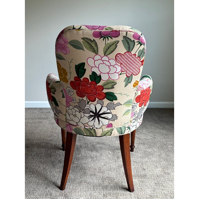 Baker Furniture Company Pair of Late 20th Century Baker Furniture Floral Accent Lounge Chairs For Sale - Image 4 of 6