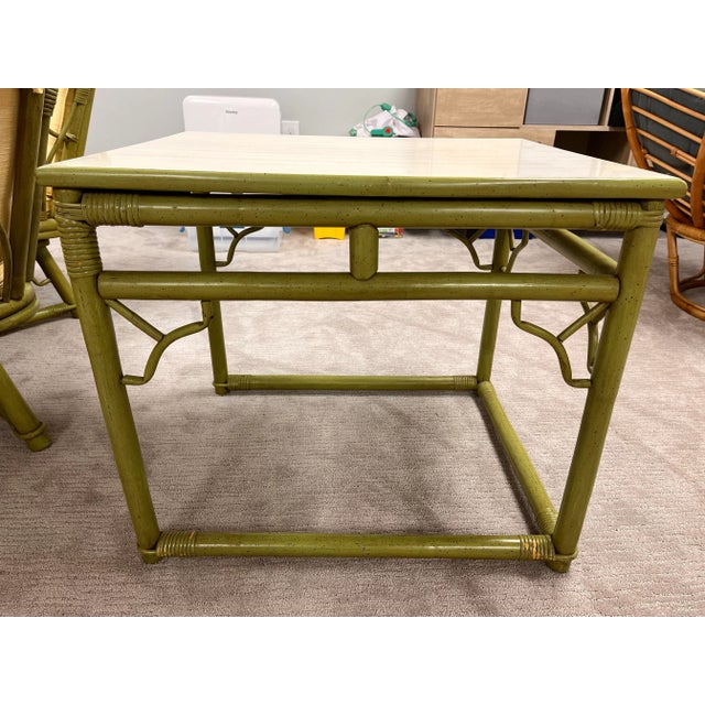 Green Ficks Reed Cane 7-Piece Patio Set For Sale - Image 8 of 12