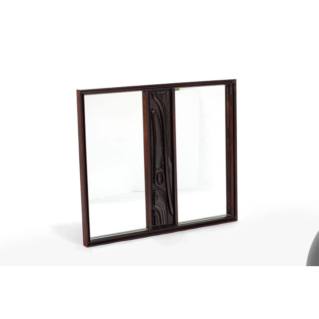 Mid-Century Modern Mid Century Modern Witco Styled Pulaski Oceanic Mirror in Walnut, USA, circa 1970's For Sale - Image 3 of 10