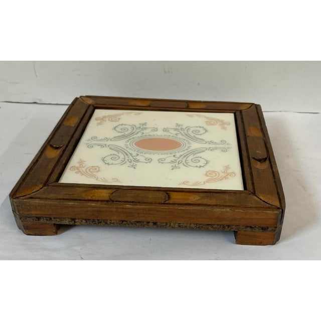 Vintage Tile and Wood Trivet For Sale - Image 4 of 7
