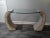 Maitland Smith Mid Century Travertine Glass Top Console Table For Sale - Image 10 of 11