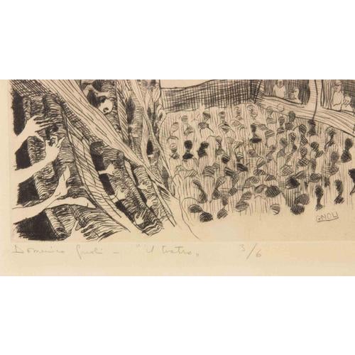 Etching and drypoint realized by Domenico Gnoli in 1960s. Signed in the plate. Hand signed and titled in pencil. Edition...