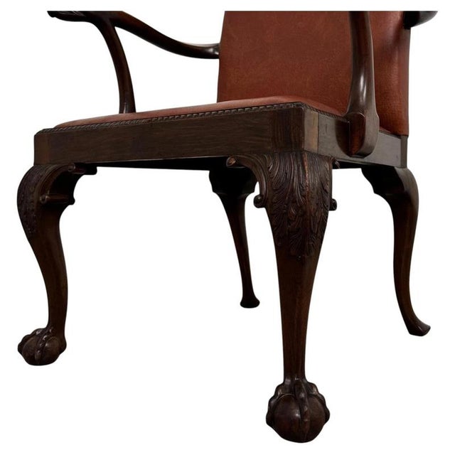 Antique 19th Century English Mahogany Open Armchair with Claw Feet For Sale - Image 13 of 15