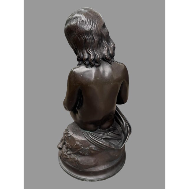 Victorian Antique Victorian 14" Figural Bronze Statue Sculpture Signed l.v. E. Robert 1847 For Sale - Image 3 of 12