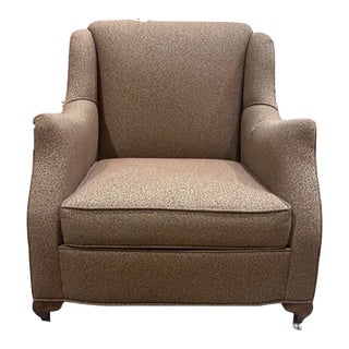 Pair of Custom Modern Wingback Chairs Upholstered in Lee Jofa Fabric For Sale