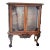 Antique 1920s Oak Display China Cabinet Display Hutch With Claw Feet & Ornate Carving For Sale