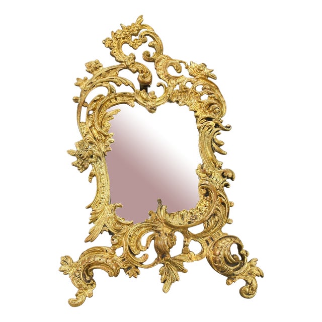 Rococo Style French Bronze Desktop Picture Frame, 1920s For Sale