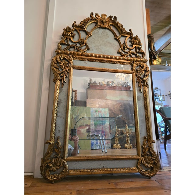 Vintage Early Mid Century Modern Italian Gilded Mirror For Sale - Image 4 of 14