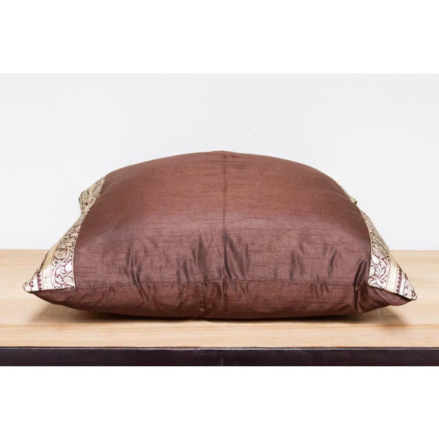 Night Brown Festive Silk Euro Pillow Cover For Sale In Los Angeles - Image 6 of 8