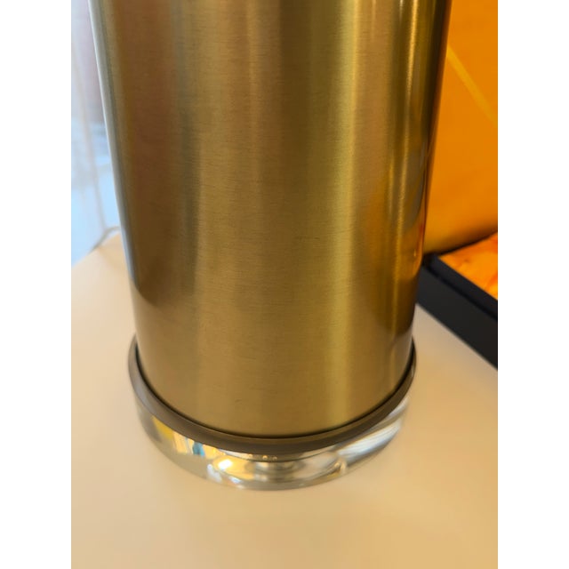 Metal Brass Finish and Lucite Lamp Custom Shade For Sale - Image 7 of 9