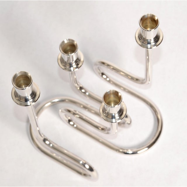 Gorham Maestri 1950s Silver Plated Italian Candle Holders Bauhaus Style, Pair For Sale - Image 10 of 13