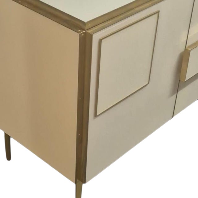 Not Yet Made - Made To Order Italian Sideboard in Ivory Glass and Brass from Justfurnituress SRL, Set of 2 For Sale - Image 5 of 13