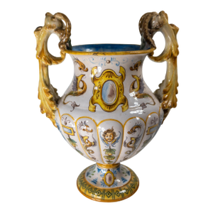 20th Century Renaissance Revival Italian Majolica Maiolica Faience Urn or Vase