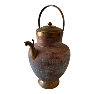 Large Antique Italian Copper Hot Water Kettle