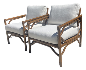 Brown Jordan Vintage Rattan Lounge Chair Set, New Perennials Cushions