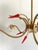 Gold Mid-Century Modern French Atomic Chandelier with Red Acrylic Glass Accents and Textured Glass Shades, 1960s For Sale - Image 8 of 13