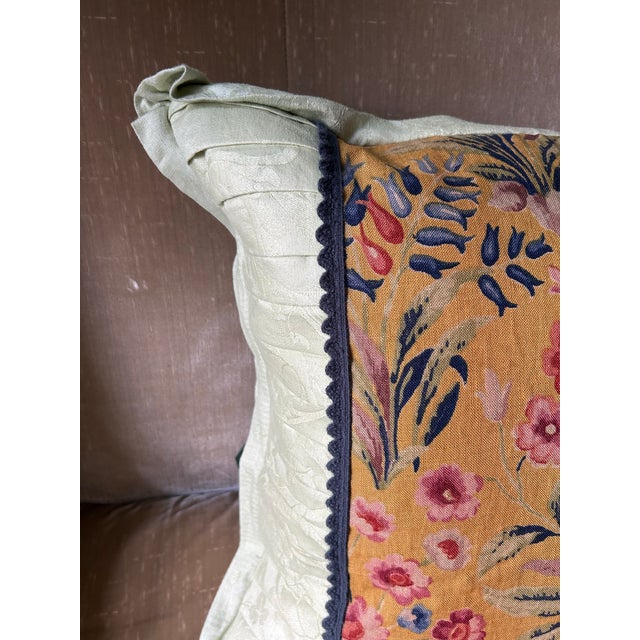 English Antique Fabric Pillow For Sale - Image 3 of 4
