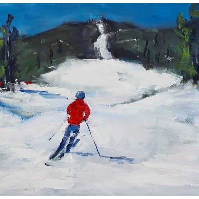 Blue Winterscapes — Diamond Peak Run Original Oil on Gallery Wrapped Canvas For Sale - Image 8 of 11