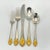 Yamazaki "Monique Gold" Gold Accent Stainless Flatware Set - 61 Pieces (Service for 12 With Storage Case) Vintage 1980's/1990's For Sale - Image 4 of 18