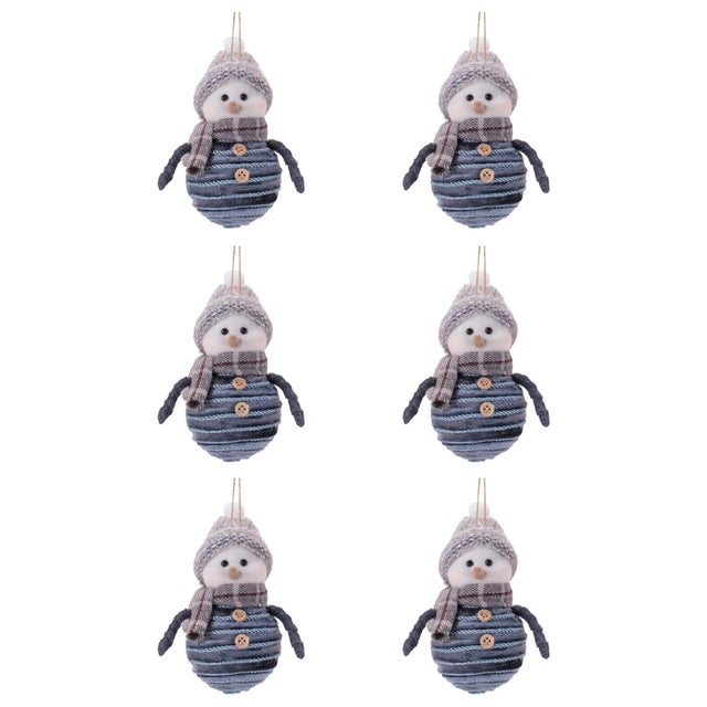 Contemporary Snowman Ornaments (Set of 6) For Sale - Image 3 of 3
