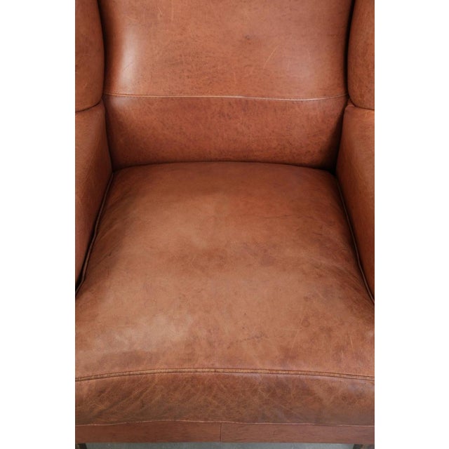Wing Club Chair in Cowhide Leather For Sale - Image 6 of 14