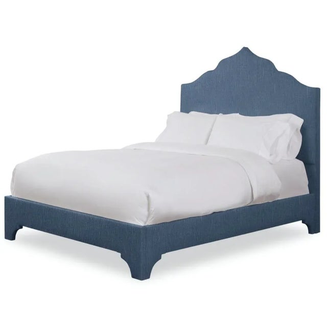 Casa Cosima Clementine California King Headboard, Navy Linen For Sale - Image 4 of 5