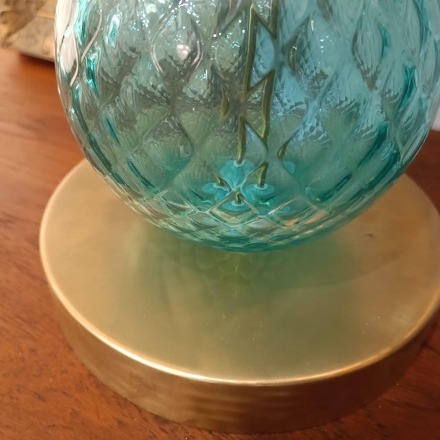 Blue Murano Glass Sphere Table Lamps, 1980s, Set of 2 For Sale - Image 3 of 6